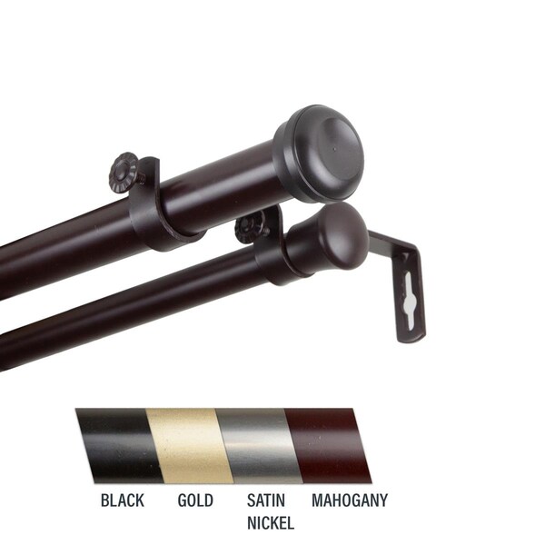 Central Design Cillo 1 in. Double Curtain Rod; 120-170 in. - Mahogany - 100-68-996-D