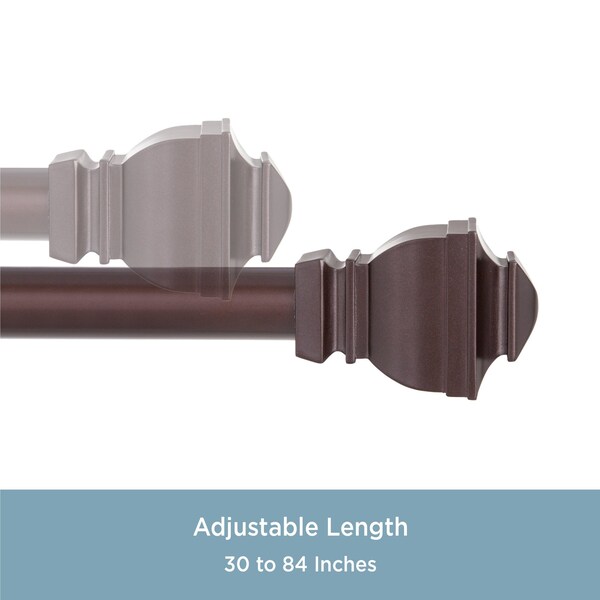 Kenney Mfg Kenney Riley 1" Value Decorative Window Curtain Rod, 30-84", Chocolate - KN87006V1NP