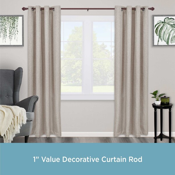 Kenney Mfg Kenney Riley 1" Value Decorative Window Curtain Rod, 30-84", Chocolate - KN87006V1NP
