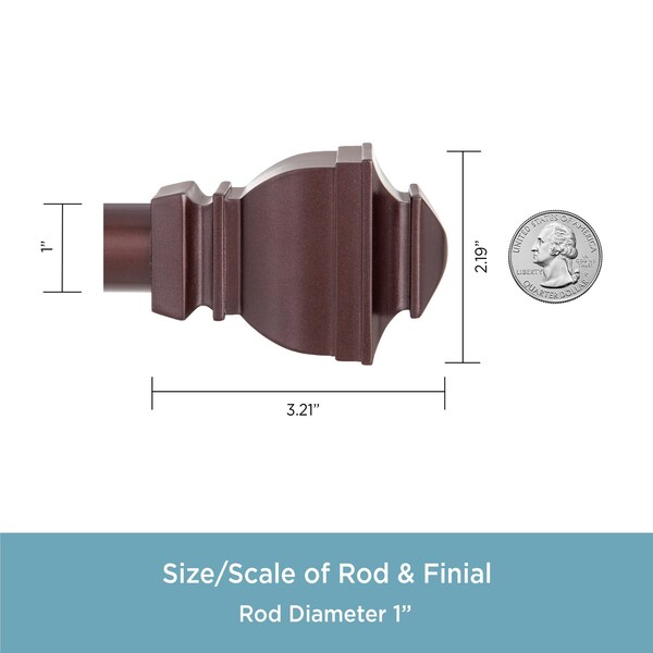 Kenney Mfg Kenney Riley 1" Value Decorative Window Curtain Rod, 30-84", Chocolate - KN87006V1NP