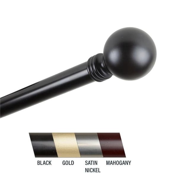 Central Design Central Design 100-01-482 Globus 1 in. Curtain Rod; 48-84 in. - Black - 100-01-482