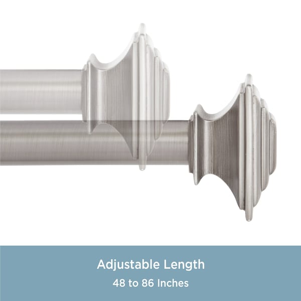 Kenney Mfg Kenney Mission 1" Premium Decorative Window Curtain Rod, 48-86", Pewter - KN85246