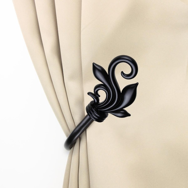 H2H Giles Curtain Holdback Set, Black - Set of 2 - H23169248