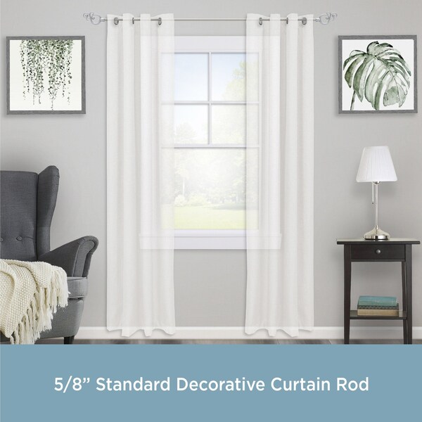 Kenney Mfg Kenney Valencia 5/8 in Standard Decorative Window Curtain Rod, 28-48, Satin Nickel - KN65400