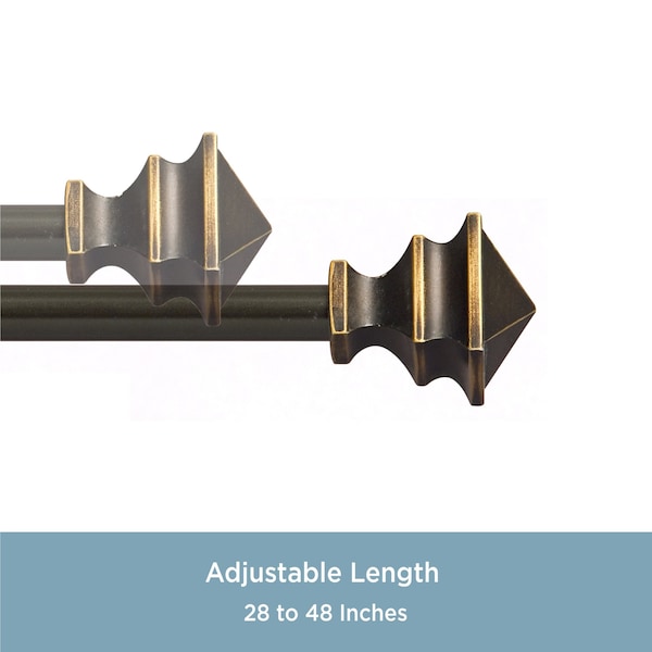 Kenney Mfg Kenney Arts & Crafts 1/2 Petite Cafe Decorative Window Curtain Rod, 28-48, Oil Rubbed Bronze - KN55479