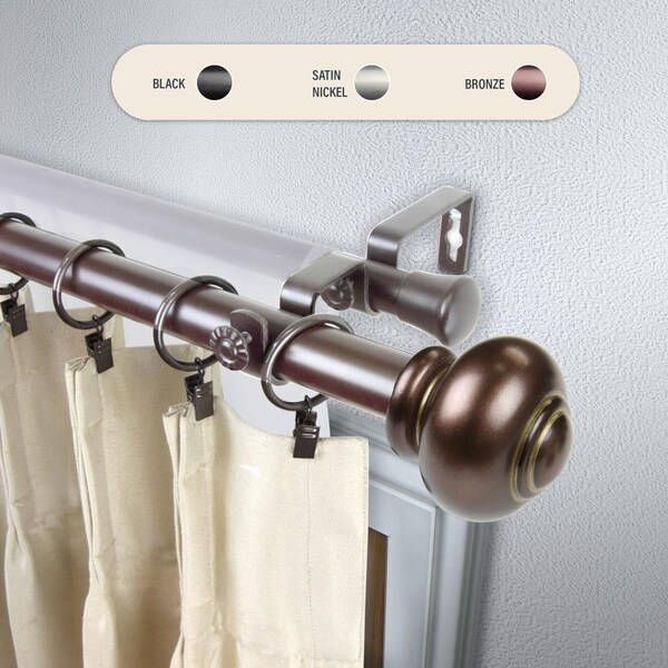 Central Design 1 in. Dani Double Curtain Rod with 48 to 84 in. Extension, Bronze - 100-34-489-D