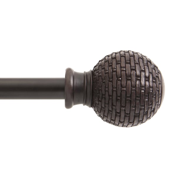 Kenney Mfg Kenney Woven Ball 5/8" Standard Decorative Window Curtain Rod, 48-86", Weathered Brown - KN75799NP