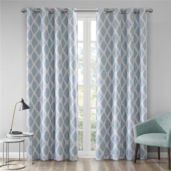 Sunsmart Sunsmart SS40-0070 50 x 95 in. Printed Ikat Blackout Panel - Aqua - SS40-0070