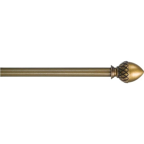 Kenney Mfg Finial Rod, 12 in Dia, 28 to 48 in L, Plastic, Antique Brass - KN44100