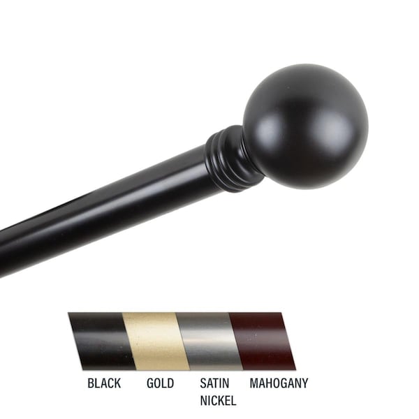 Central Design Globus 1 in. Curtain Rod, 160-240 in. - Black - CE436923