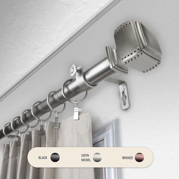 Kd Encimera 1 in. Studded Curtain Rod with 28 to 48 in. Extension, Satin Nickel - KD3726079