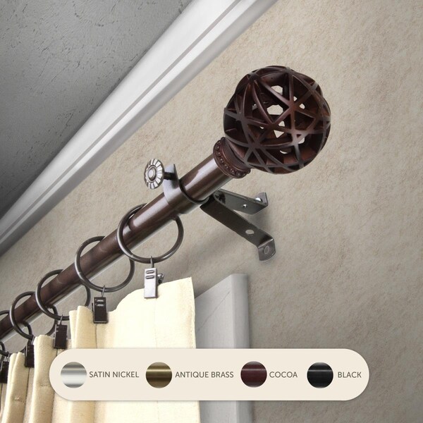 Central Design 0.8125 in. Arabella Curtain Rod with 48 to 84 in. Extension, Cocoa - 4888-487