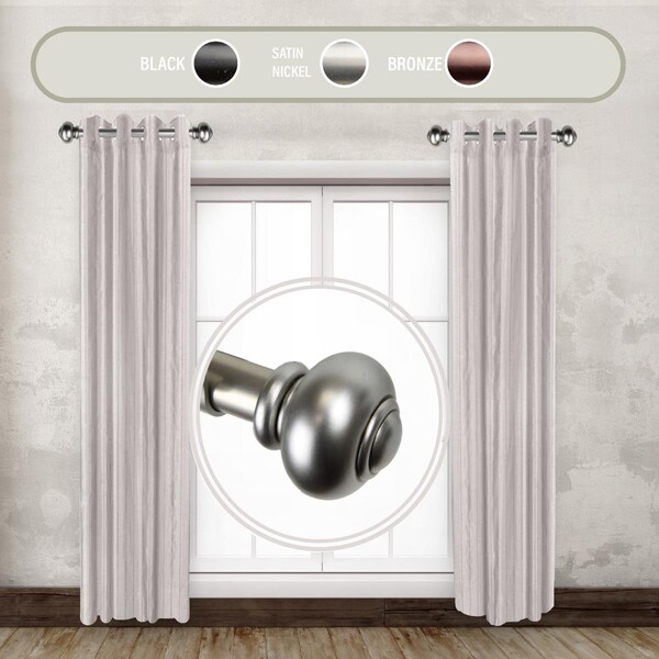 Kd Encimera 1 in. Dani Side Curtain Rod Set for 12 to 20 in. Winodws, Satin Nickel, 2PK - KD3726011