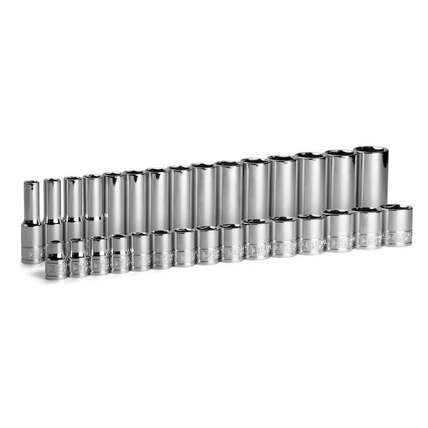 Juego de dados superficiales y profundos de 38 unidades con brocas de cromo, de 6 puntos, de 8 a 22 mm, 30 piezas - CP12320-30MSD