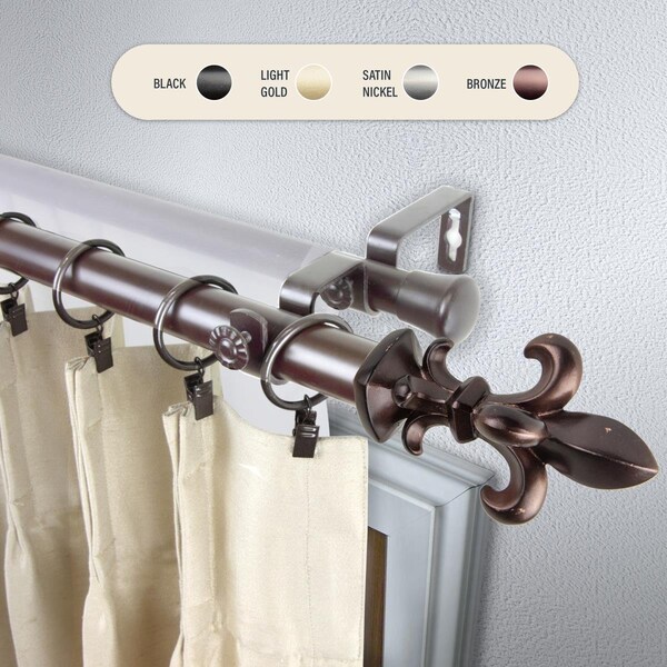 Central Design 1 in. Silas Double Curtain Rod with 48 to 84 in. Extension, Bronze - 100-45-489-D