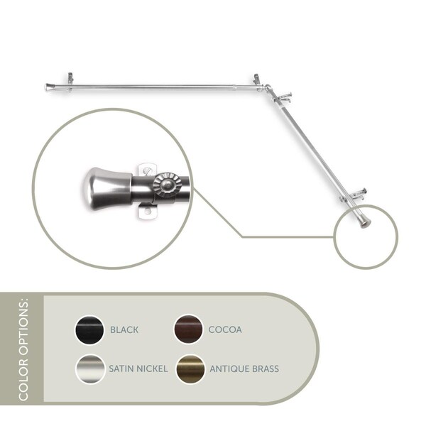 Central Design 0.8125 in. Single Corner Curtain Rod with 48 to 84 in. Extension on Each Side, Satin Nickel - CORNER-485