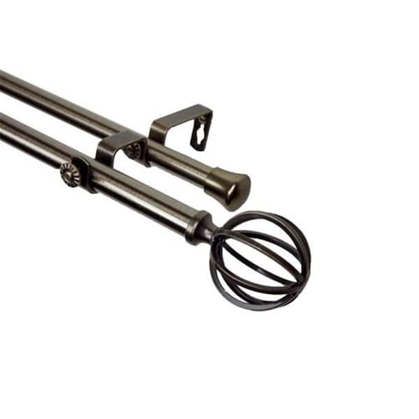 Central Design Crate 0.81 in. Double Curtain Rod; 48-84 in. - Antique Brass - 4762-484
