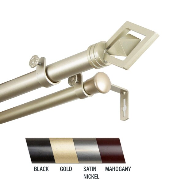 Central Design Lance 1 in. Double Curtain Rod; 48-84 in. - Light Gold - 100-69-483-D