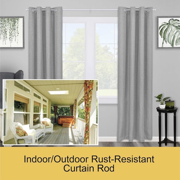 Kenney Mfg Kenney Weaver 1" Indoor/Outdoor Rust-Resistant Curtain Rod, 72-144", Brushed Nickel - KN90011