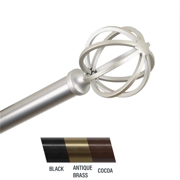 Central Design Central Design 4862-485 Crate 0.81 in. Curtain Rod; 48-84 in. - Satin Nickel - 4862-485
