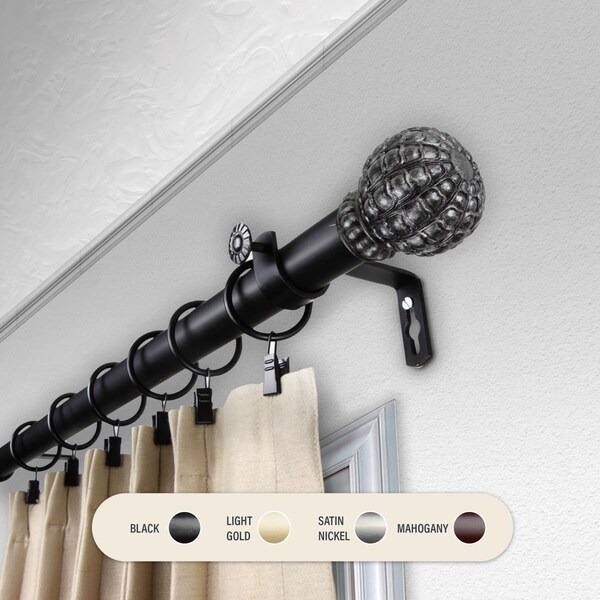 Kd Encimera 1 in. Velia Curtain Rod with 120 to 170 in. Extension, Black - KD3731307