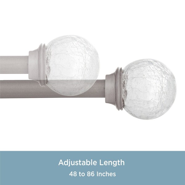 Kenney Mfg Kenney Walden 5/8" Standard Decorative Window Curtain Rod, 48-86", Glass/Pewter - KN75301NP