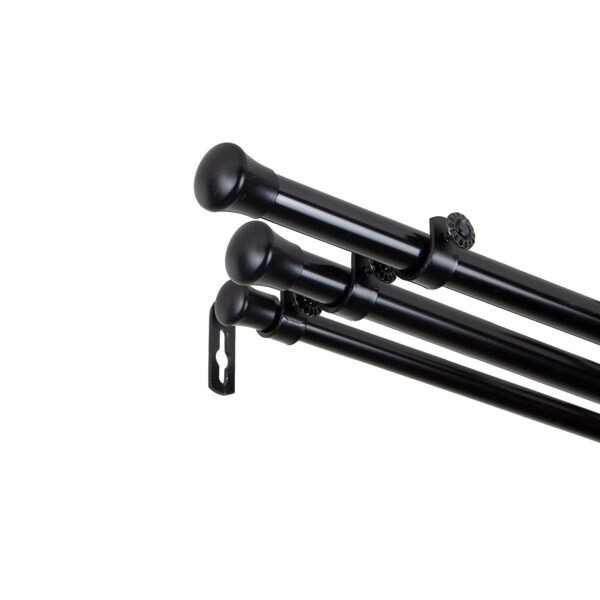Kd Encimera 0.8125 in. Triple Curtain Rod with 48 to 84 in. Extension, Black - KD3167757