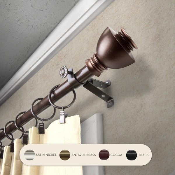 Kd Encimera 0.8125 in. Kingsly Curtain Rod with 48 to 84 in. Extension, Cocoa - KD3717579