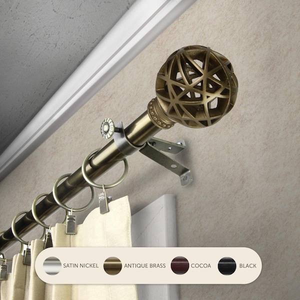 Central Design 0.8125 in. Arabella Curtain Rod with 120 to 170 in. Extension, Antique Brass - 4888-994