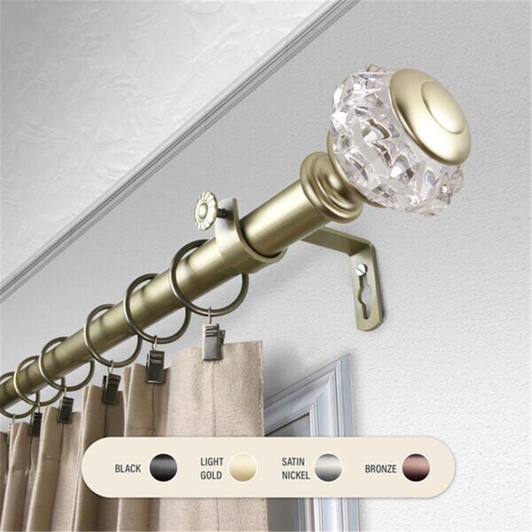 Central Design 1 in. Lyla Curtain Rod with 160 to 240 in. Extension, Gold - 100-59-1603