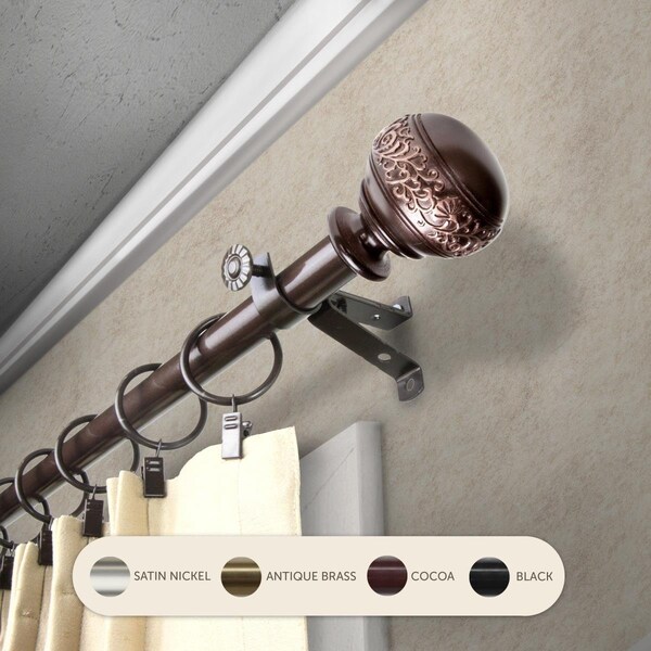 Central Design 0.8125 in. Lucid Curtain Rod with 66 to 120 in. Extension, Cocoa - 4887-667