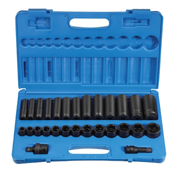 Juego de dados Grey Pneumatic 1/2" DR 28 PC STD/DEEP IM - GP1328RD