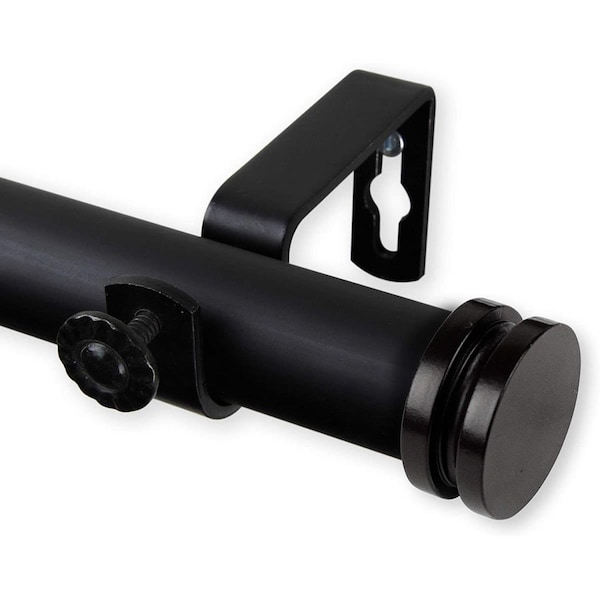 Central Design 1 in. Cap Curtain Rod with 48 to 84 in. Extension, Black - 100-50-482