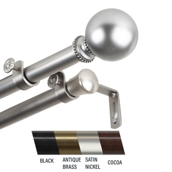 Central Design Julian 0.81 in. Double Curtain Rod, 66-120 in. - Satin Nickel - CE436848