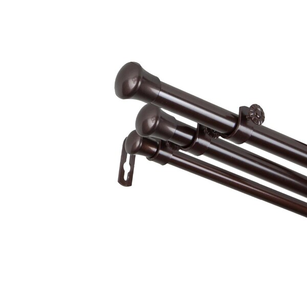 Central Design 0.8125 in. Triple Curtain Rod with 66 to 120 in. Extension, Cocoa - TRIPLE-667