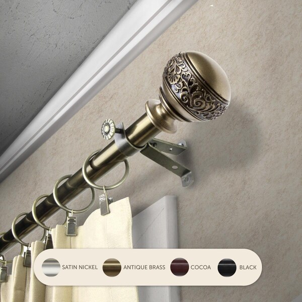 Central Design 0.8125 in. Lucid Curtain Rod with 28 to 48 in. Extension, Antique Brass - 4887-284