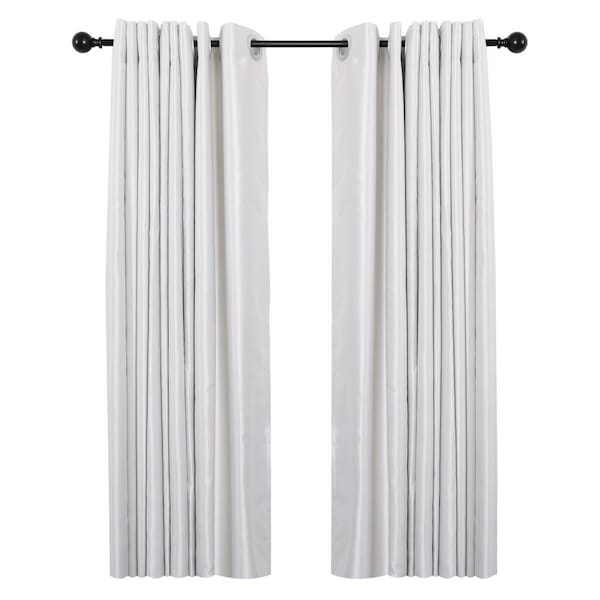 Utopia Alley 28-48 in. Adjustable Curtain Rod with Round Finials - Black - D32Z