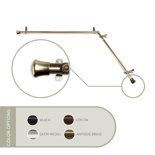 Kd Encimera 0.8125 in. Single Corner Curtain Rod with 28 to 48 in. Extension on Each Side, Antique Brass - KD3738895