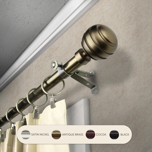 Central Design 0.8125 in. Louise Curtain Rod with 48 to 84 in. Extension, Antique Brass - 4891-484