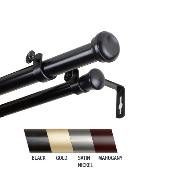 Central Design Cillo 1 in. Double Curtain Rod; 48-84 in. - Black - 100-68-482-D