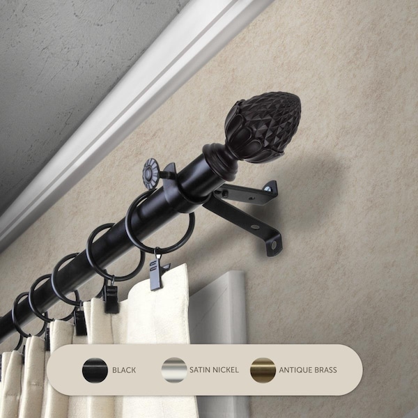 Kd Encimera 0.8125 in. Opal Curtain Rod with 28 to 48 in. Extension, Black - KD3725983