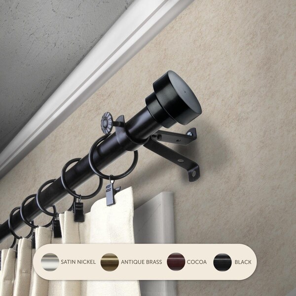 Central Design 0.8125 in. Cappa Curtain Rod with 28 to 48 in. Extension, Black - 4837-282