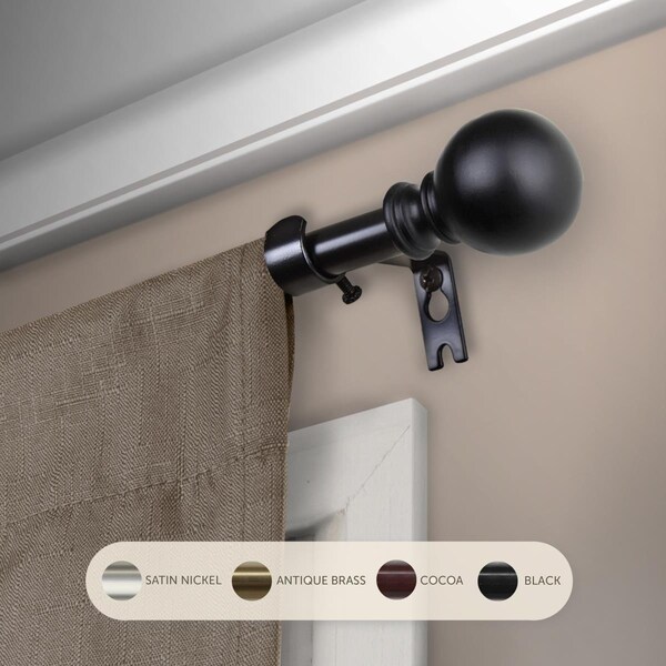 Central Design 0.625 in. Jayden Curtain Rod with 48 to 84 in. Extension, Black - 5710-482