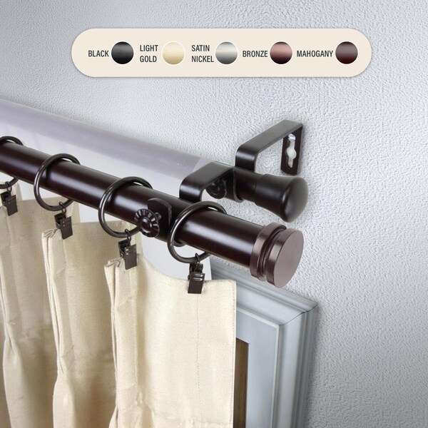 Kd Encimera 1 in. Cap Double Curtain Rod with 66 to 120 in. Extension, Mahogany - KD3733729