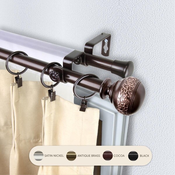 Central Design 0.8125 in. Lucid Double Curtain Rod with 28 to 48 in. Extension, Cocoa - 4787-287