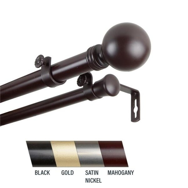 Central Design Central Design 100-01-996-D Globus 1 in. Double Curtain Rod; 120-170 in. - Mahogany - 100-01-996-D
