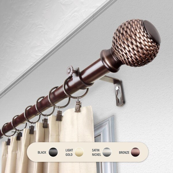 Kd Encimera 1 in. Wicker Curtain Rod with 48 to 84 in. Extension, Bronze - KD3739901