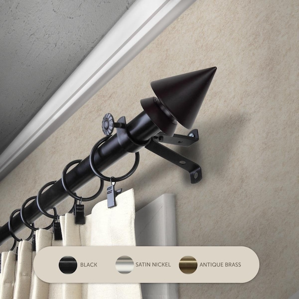 Central Design 0.8125 in. Jacob Curtain Rod with 120 to 170 in. Extension, Black - 4865-992