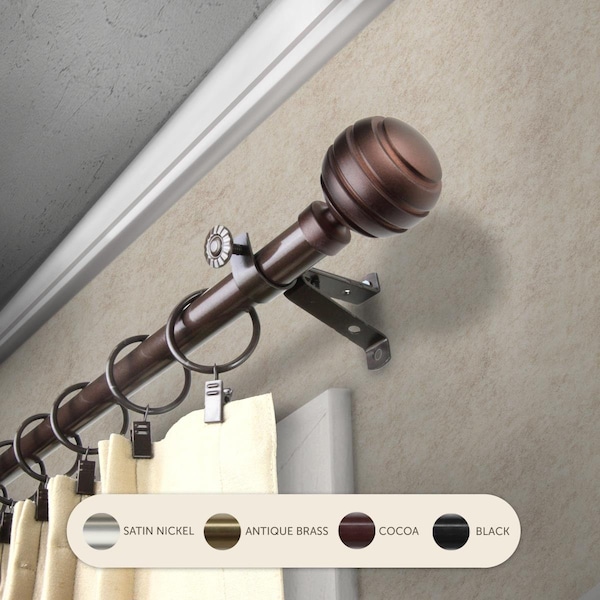 Kd Encimera 0.8125 in. Louise Curtain Rod with 120 to 170 in. Extension, Cocoa - KD3723393