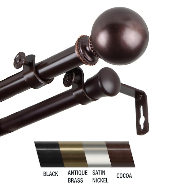 Central Design Julian 0.81 in. Double Curtain Rod, 28-48 in. - Cocoa - CE436850